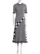 Oscar de la Renta Plaid Print Midi Length Dress