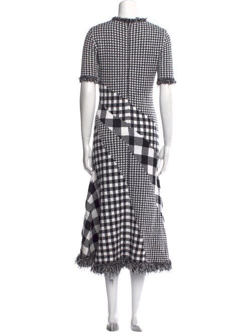 Oscar de la Renta Plaid Print Midi Length Dress