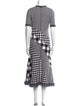 Oscar de la Renta Plaid Print Midi Length Dress