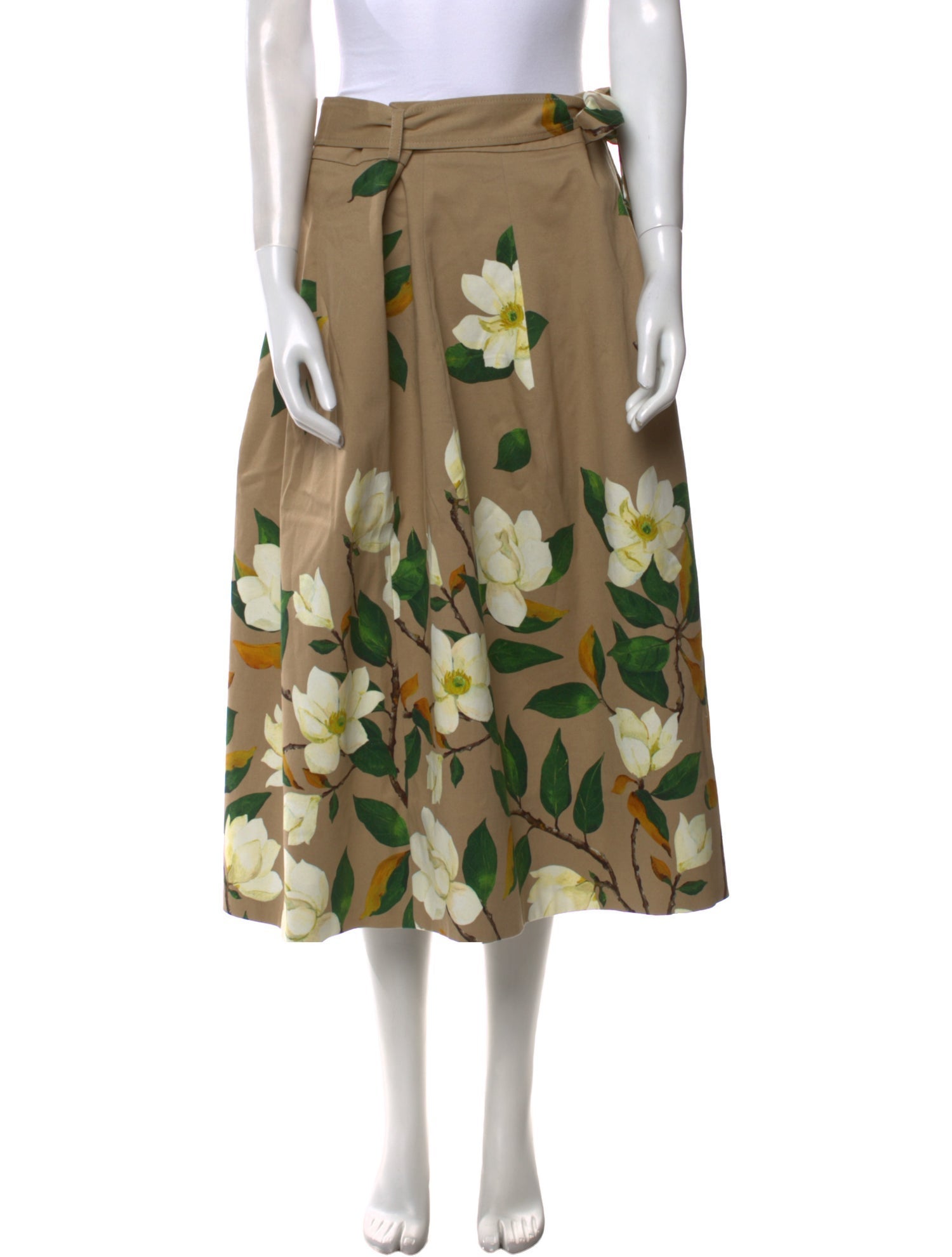 Oscar de la Renta Floral Print Midi Length Skirt