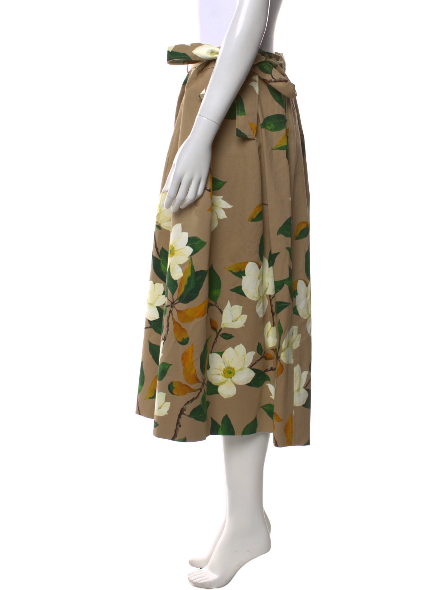 Oscar de la Renta Floral Print Midi Length Skirt