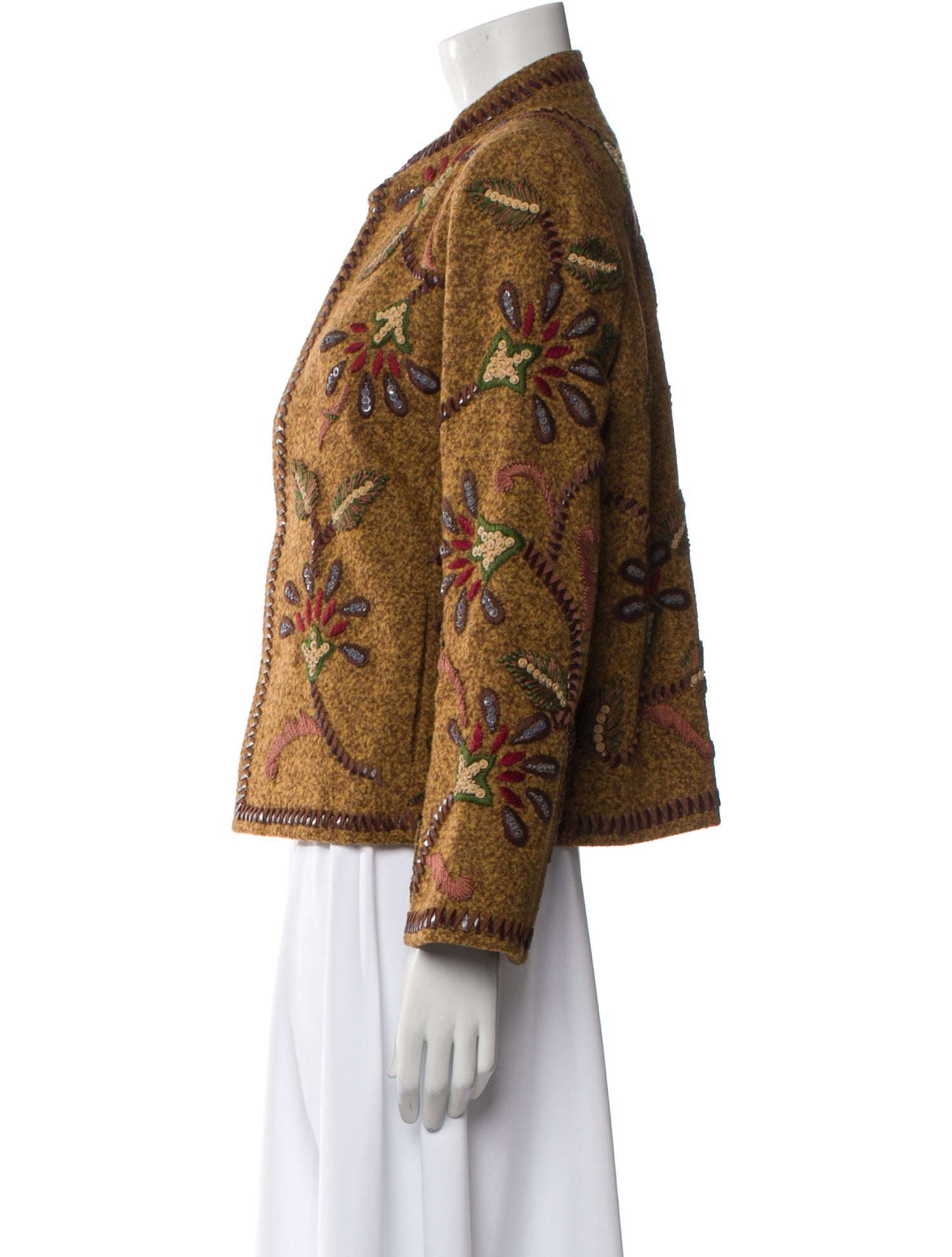 Oscar de la Renta Alpaca Patterned Evening Jacket