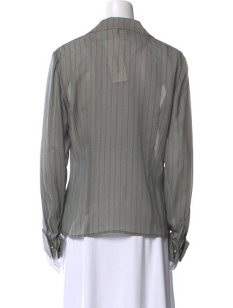 Oscar de la Renta Printed Long Sleeve Button-Up Top