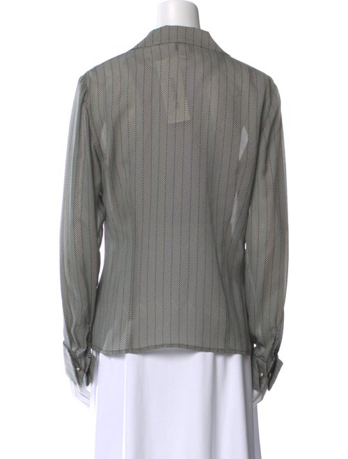 Oscar de la Renta Printed Long Sleeve Button-Up Top