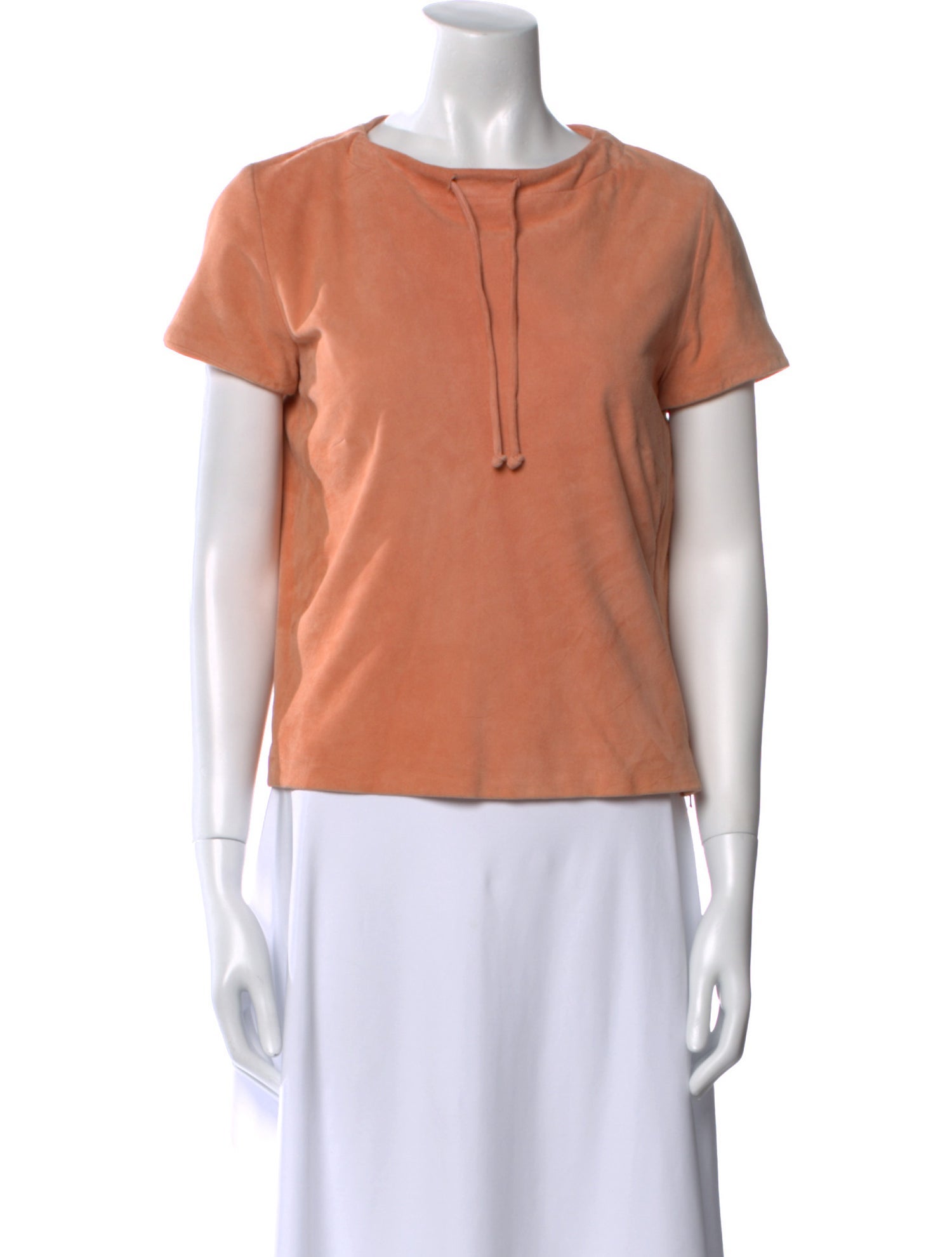 Oscar by Oscar de la Renta Leather Crew Neck Top