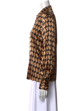 Oscar de la Renta Silk Printed Button-Up Top