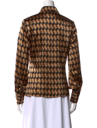 Oscar de la Renta Silk Printed Button-Up Top