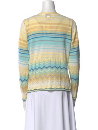 Oscar de la Renta Striped V-Neck Sweater