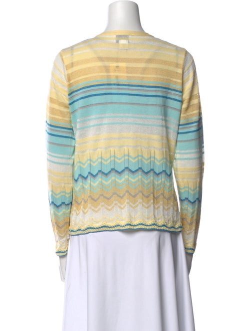 Oscar de la Renta Striped V-Neck Sweater