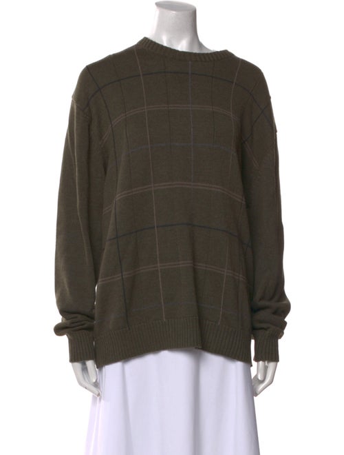 Oscar de la Renta Plaid Print Crew Neck Sweater