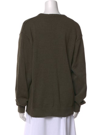 Oscar de la Renta Plaid Print Crew Neck Sweater