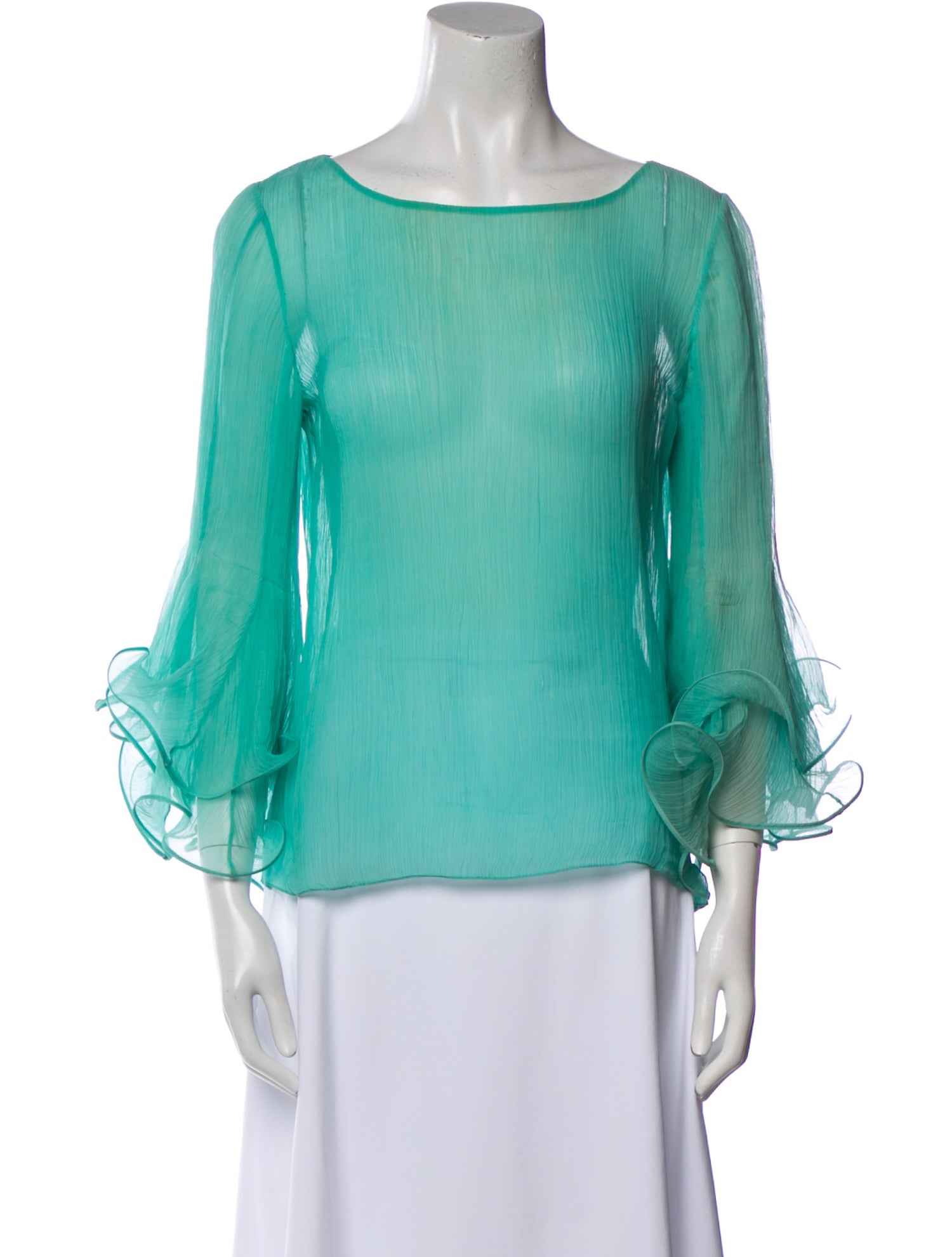 Oscar de la Renta Silk Bateau Neckline Blouse