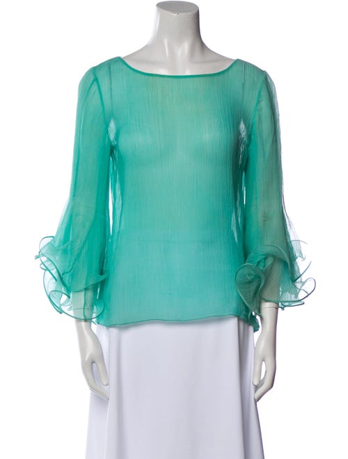 Oscar de la Renta Silk Bateau Neckline Blouse