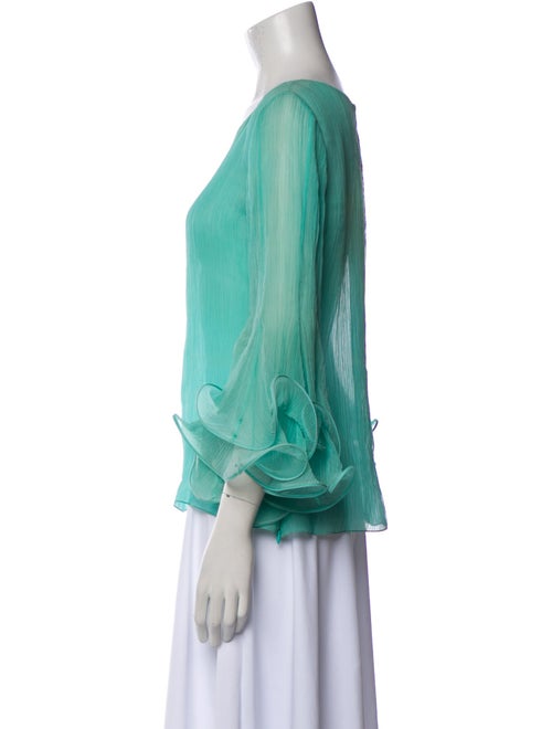 Oscar de la Renta Silk Bateau Neckline Blouse
