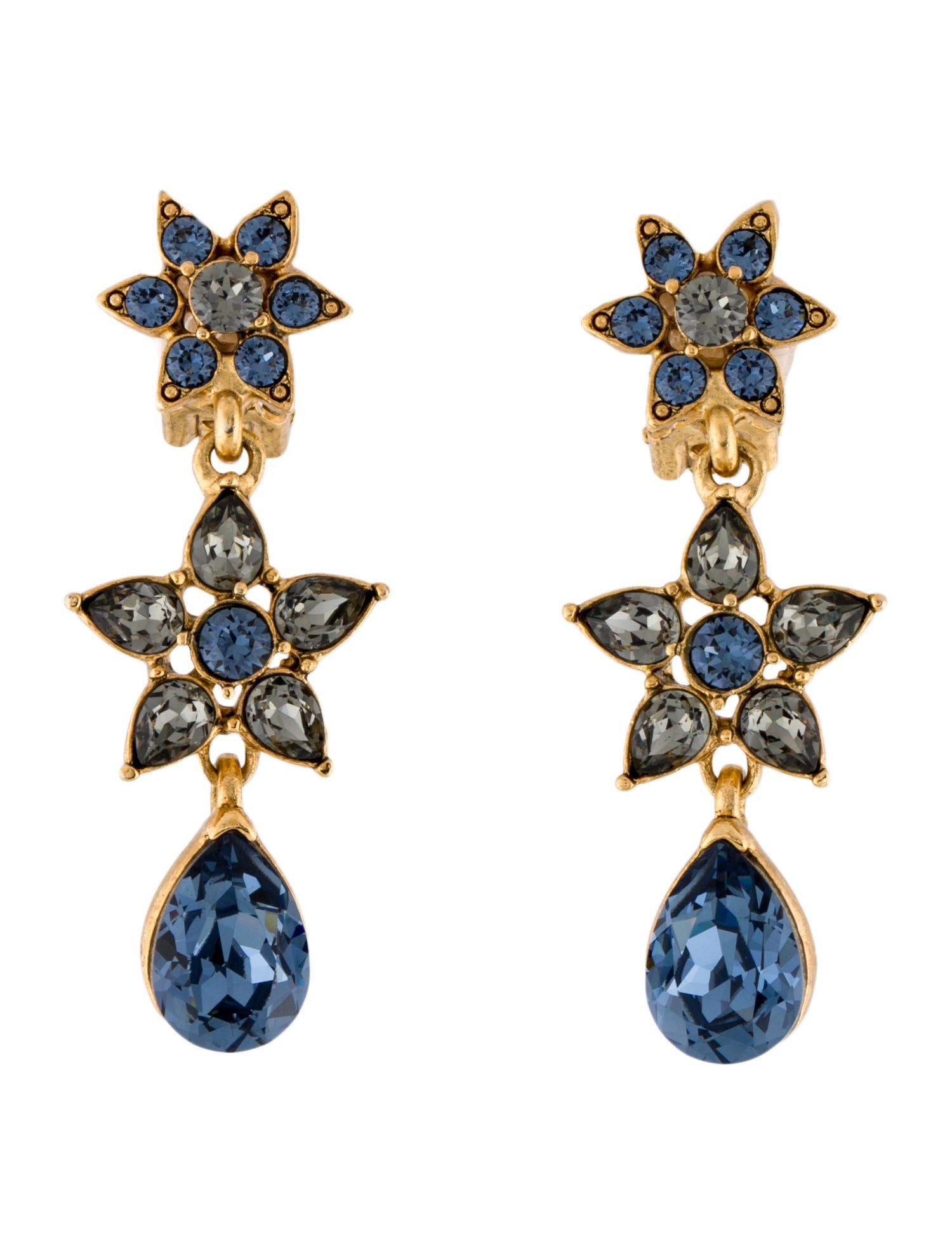 Oscar de la Renta Crystal Drop Clip-On Earrings