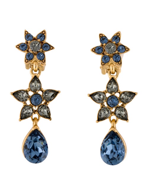 Oscar de la Renta Crystal Drop Clip-On Earrings