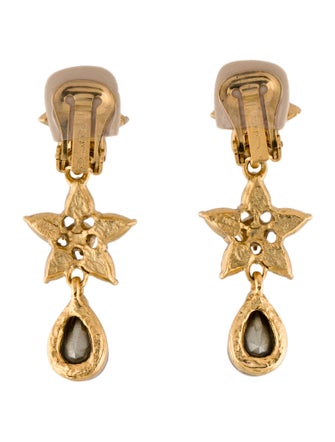 Oscar de la Renta Crystal Drop Clip-On Earrings