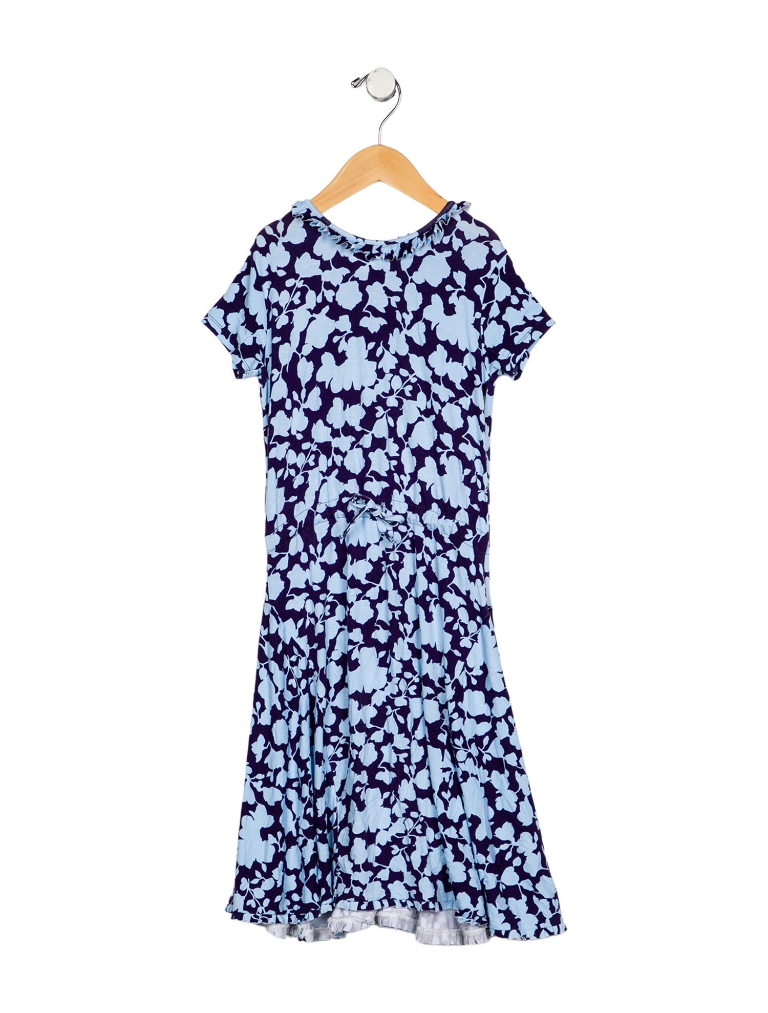 Oscar de la Renta Girls' Patterned Short Sleeve Dress