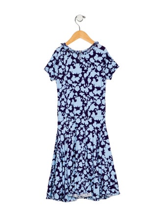 Oscar de la Renta Girls' Patterned Short Sleeve Dress