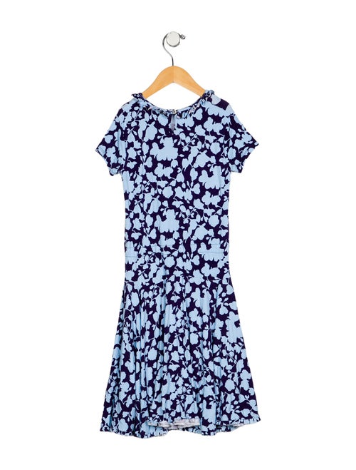 Oscar de la Renta Girls' Patterned Short Sleeve Dress