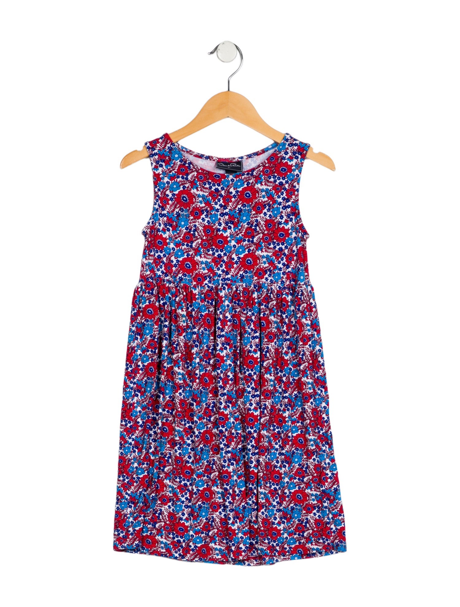 Oscar de la Renta Girls' Floral Sleeveless Dress