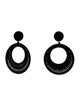 Oscar de la Renta Leather & fabric, Crystal Drop Clip-On Earrings