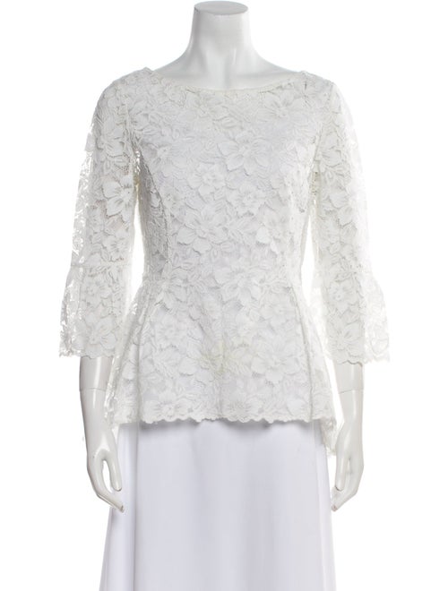 Oscar de la Renta Lace Pattern Bateau Neckline Blouse