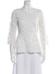 Oscar de la Renta Lace Pattern Bateau Neckline Blouse