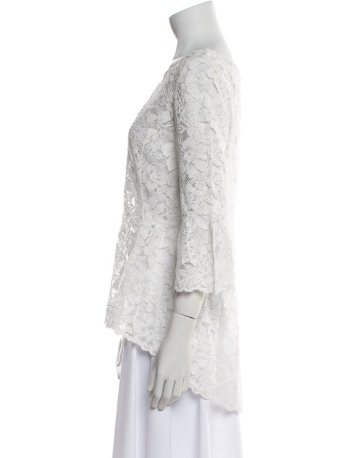 Oscar de la Renta Lace Pattern Bateau Neckline Blouse
