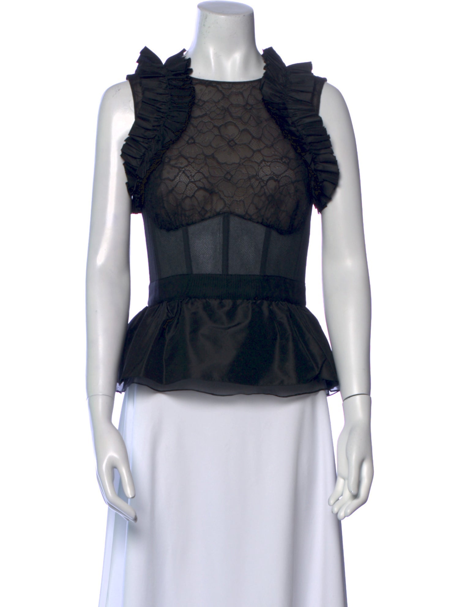 Oscar de la Renta Square Neckline Sleeveless Crop Top