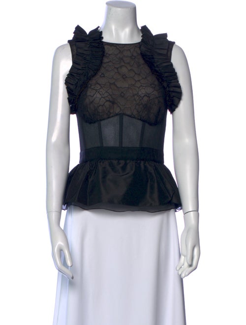 Oscar de la Renta Square Neckline Sleeveless Crop Top