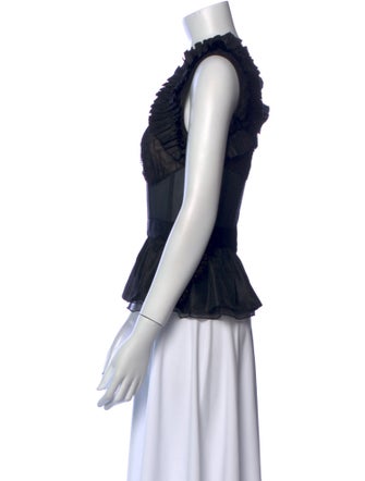 Oscar de la Renta Square Neckline Sleeveless Crop Top