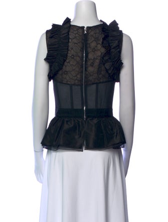 Oscar de la Renta Square Neckline Sleeveless Crop Top