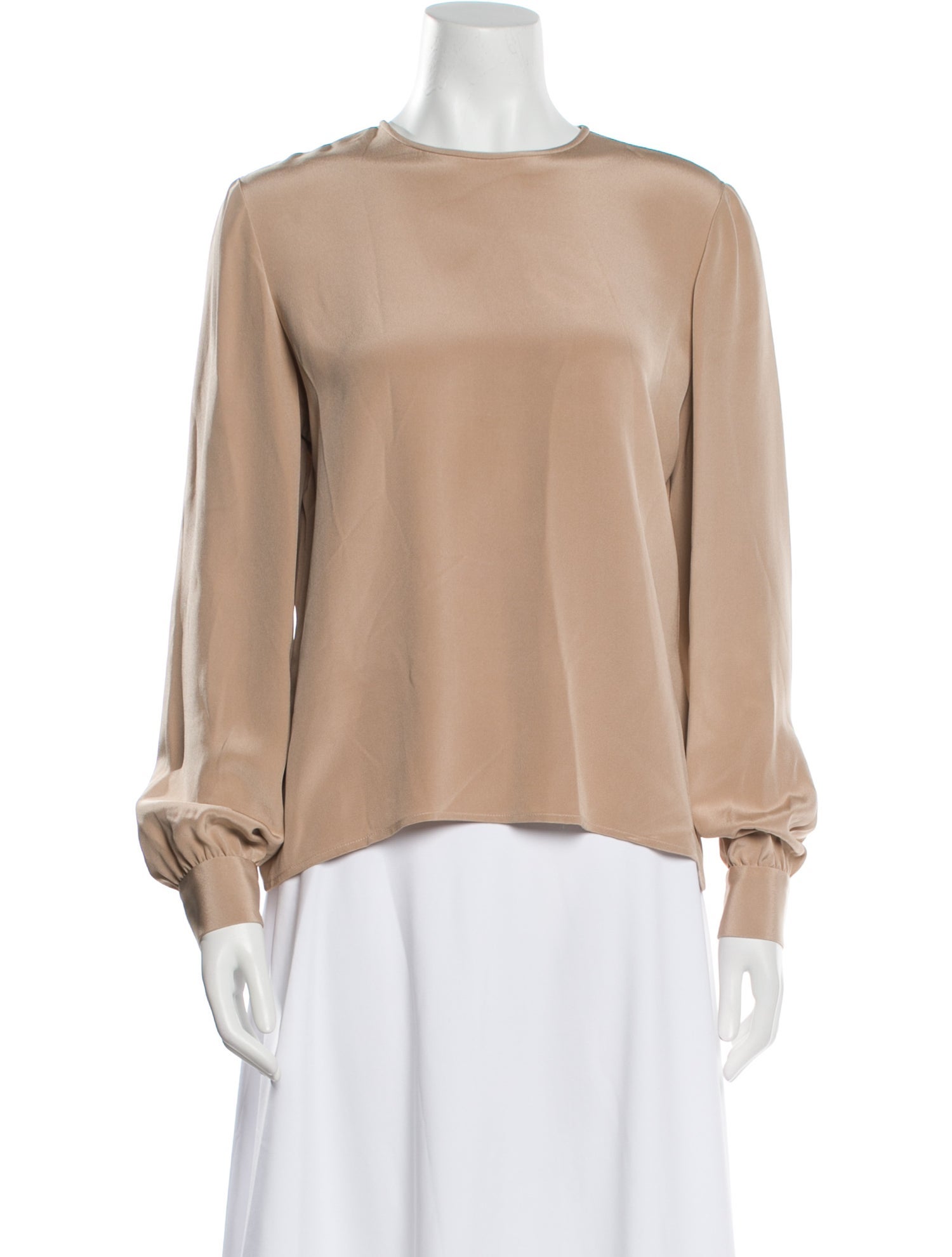 Oscar de la Renta Crew Neck Long Sleeve Blouse
