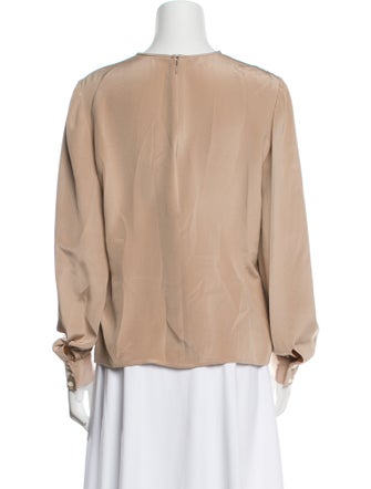 Oscar de la Renta Crew Neck Long Sleeve Blouse