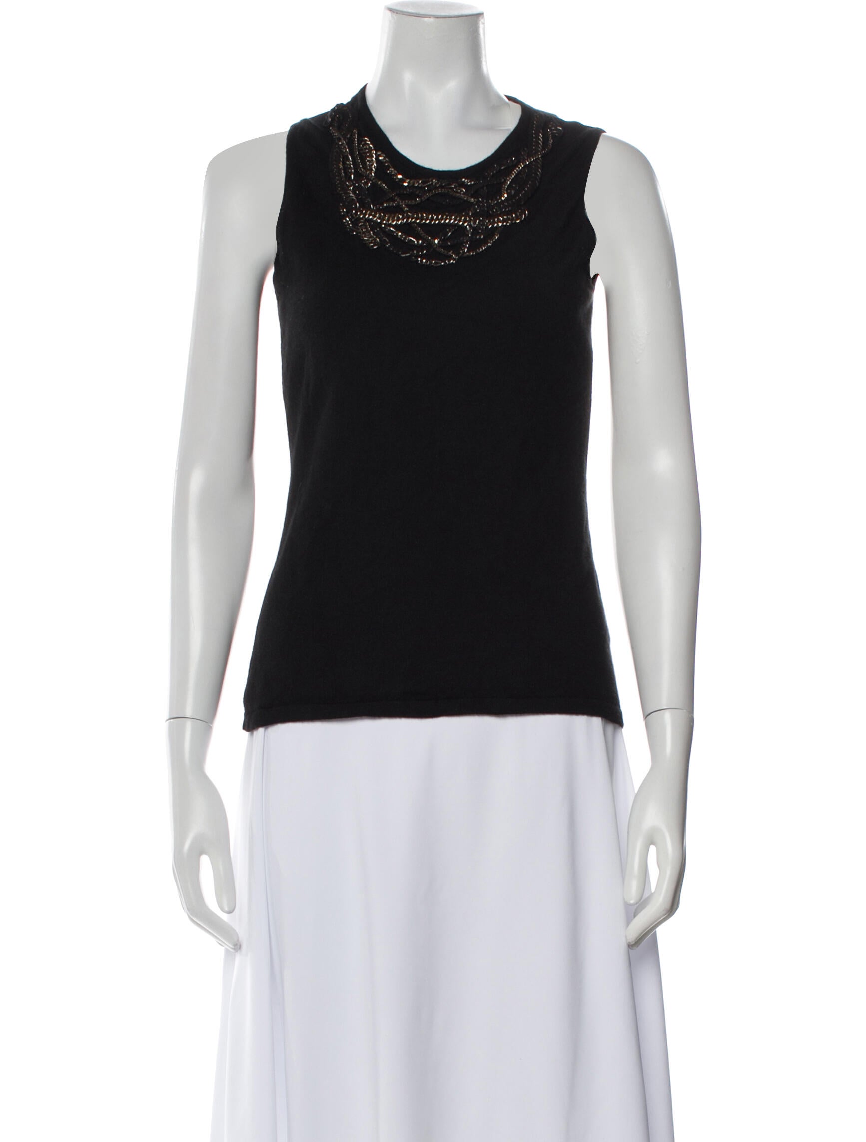 Oscar de la Renta Cashmere Crew Neck Top