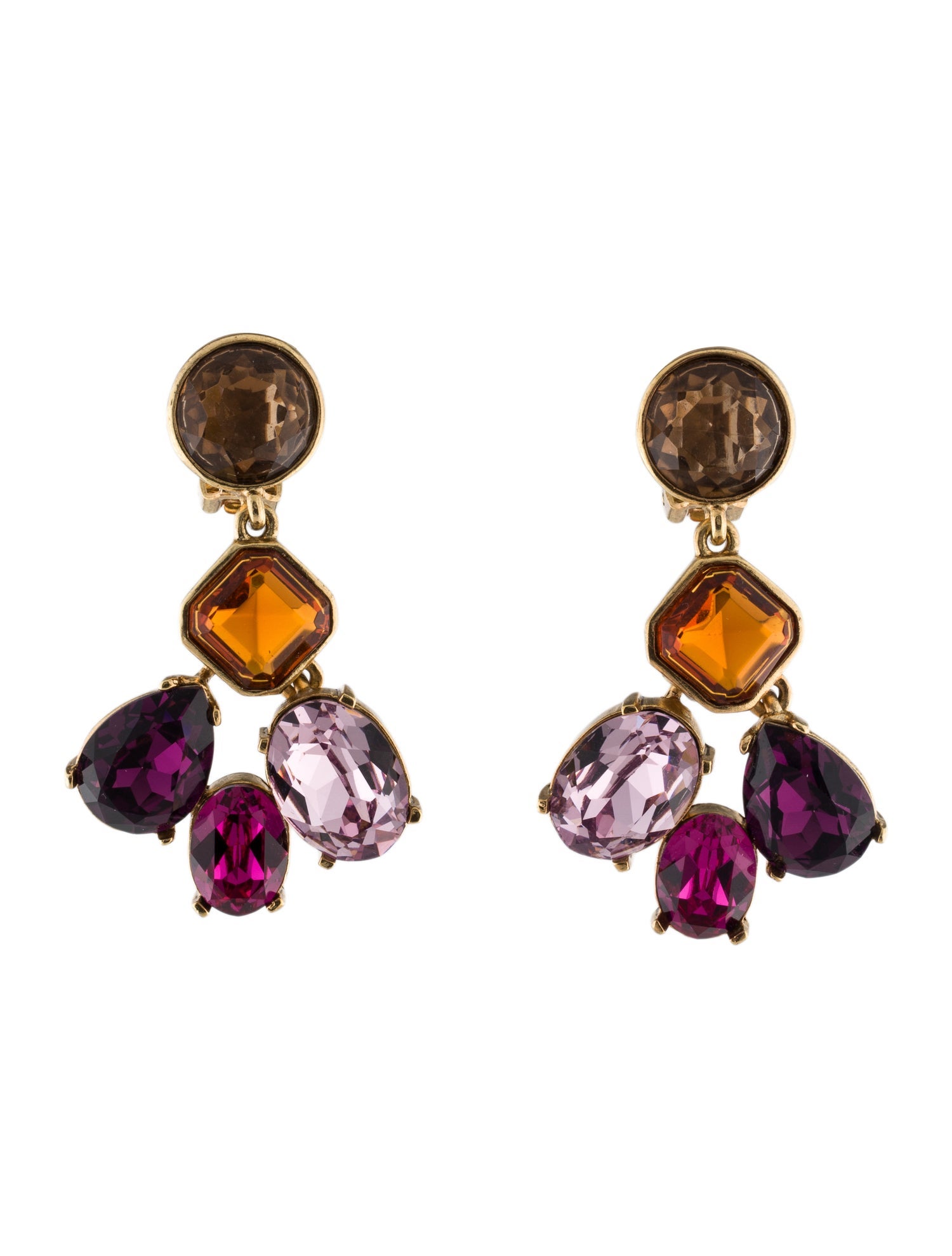 Oscar de la Renta Crystal Cocktail Clip-On Drop Earrings