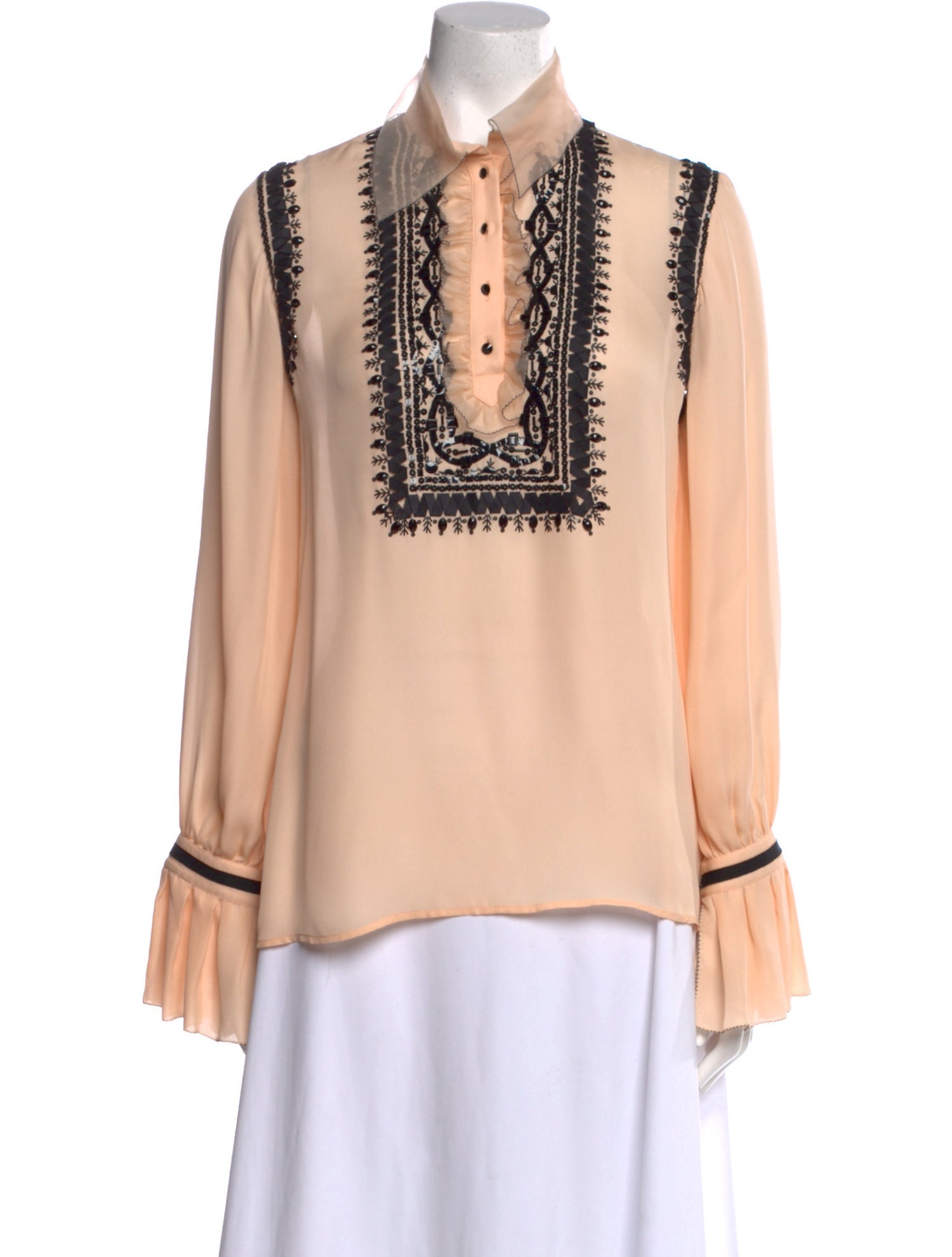 Oscar de la Renta Silk Colorblock Pattern Polo