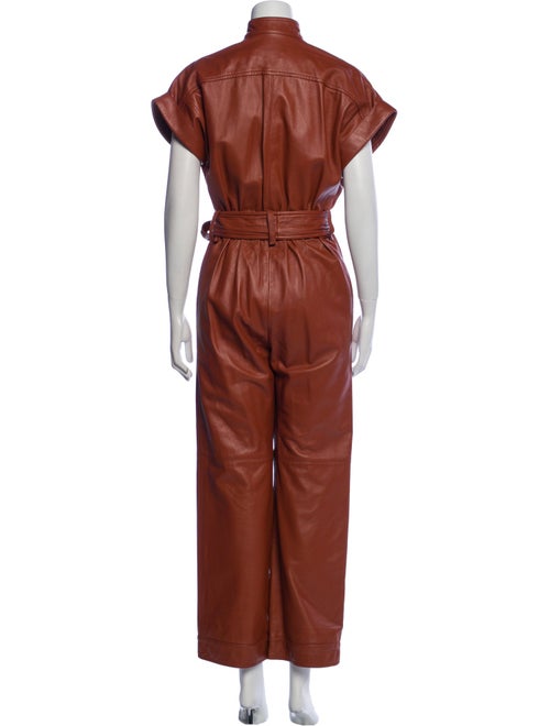 Oscar de la Renta Leather Mock Neck Jumpsuit