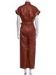 Oscar de la Renta Leather Mock Neck Jumpsuit