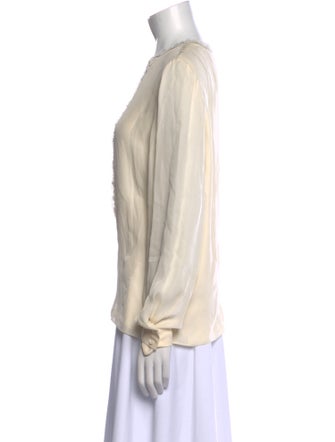 Oscar de la Renta Silk Crew Neck Blouse