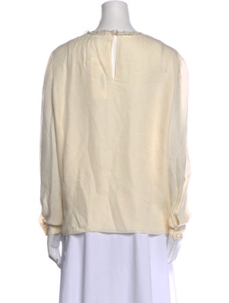Oscar de la Renta Silk Crew Neck Blouse