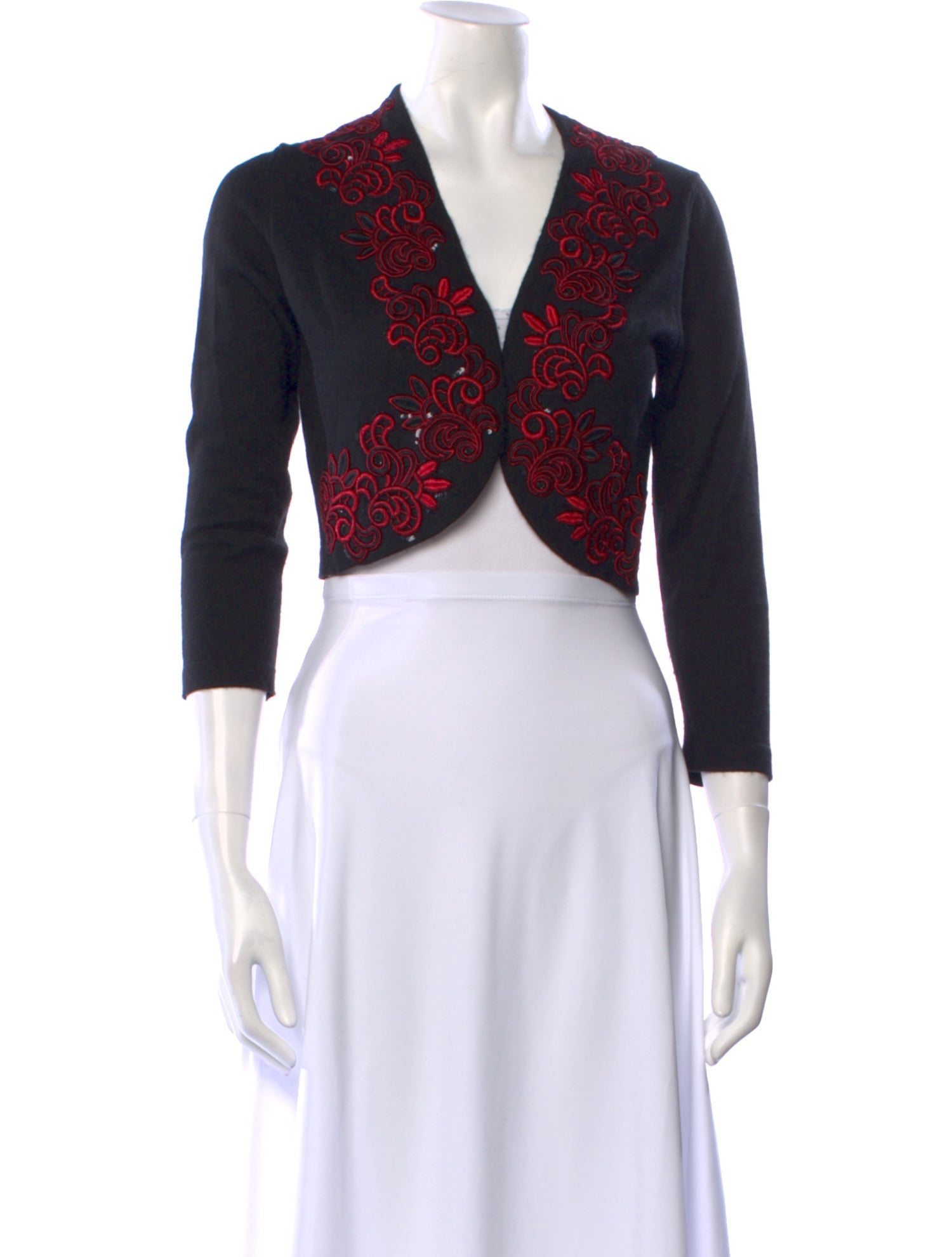 Oscar de la Renta Cashmere Floral Print Sweater