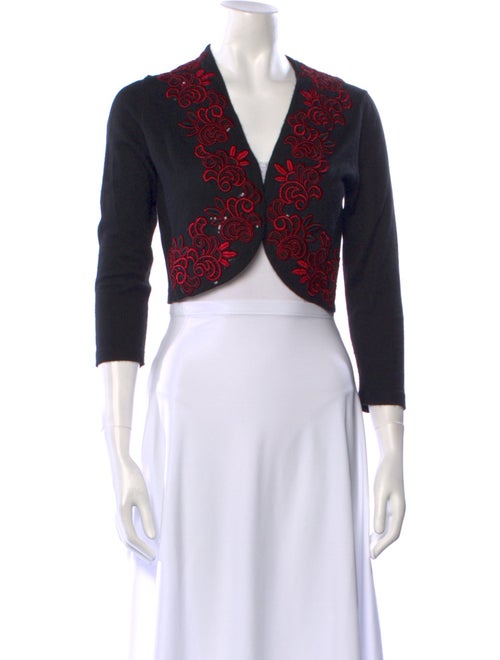 Oscar de la Renta Cashmere Floral Print Sweater