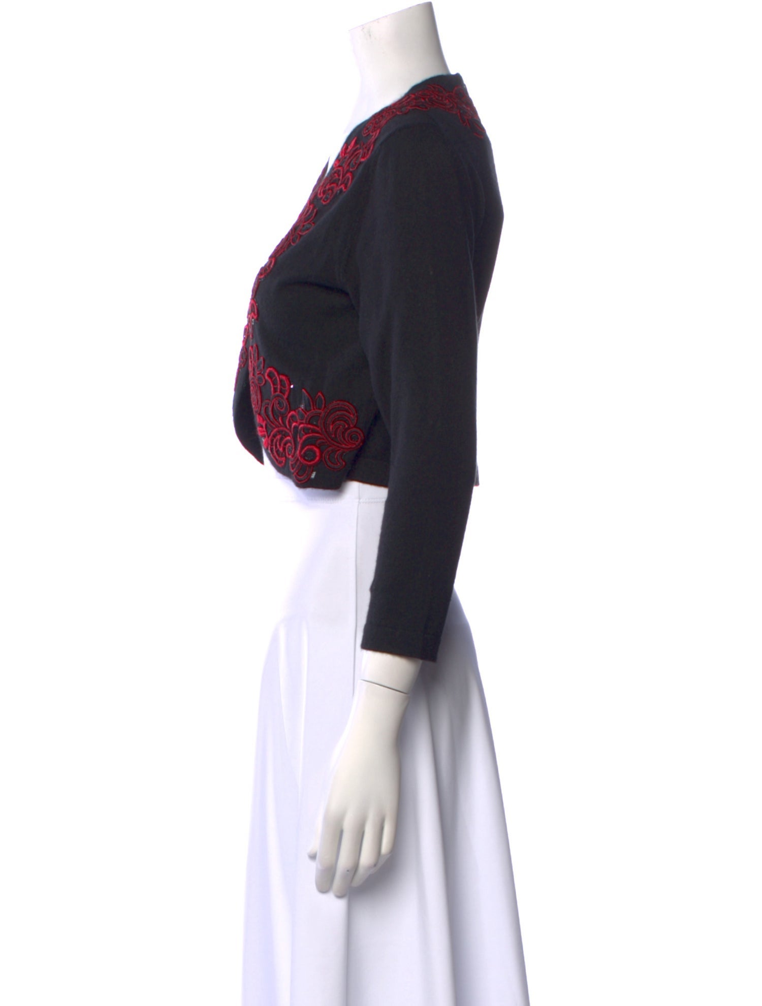 Oscar de la Renta Cashmere Floral Print Sweater