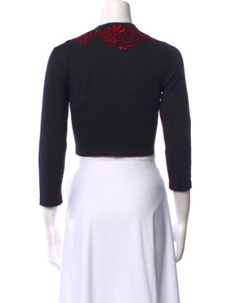 Oscar de la Renta Cashmere Floral Print Sweater