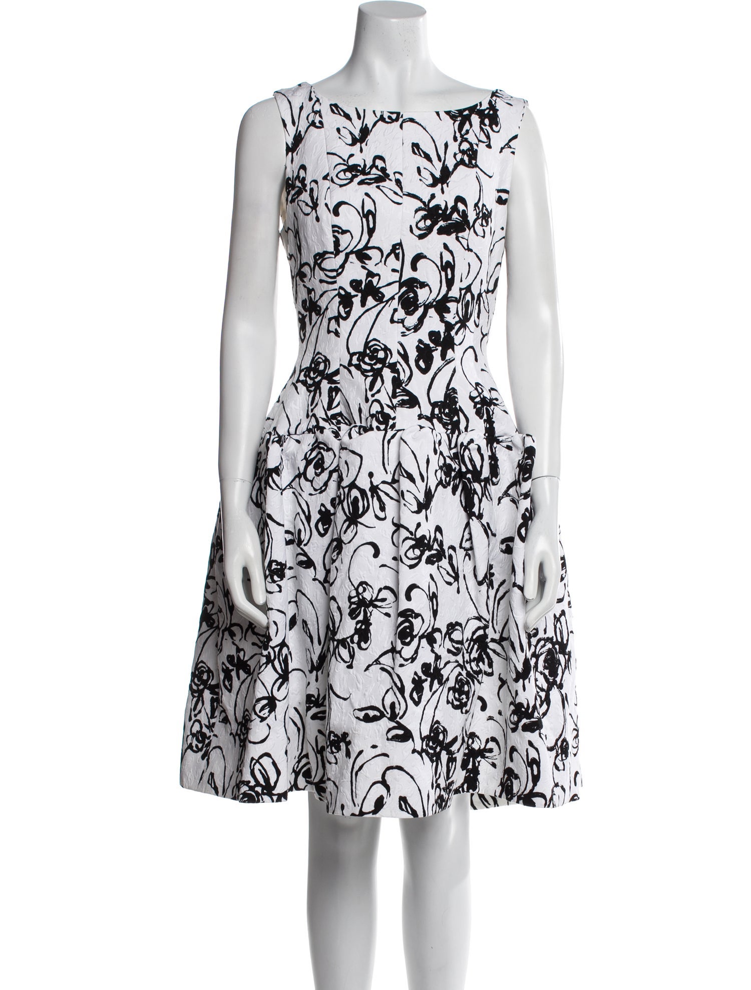 Oscar de la Renta Floral Print Knee-Length Dress