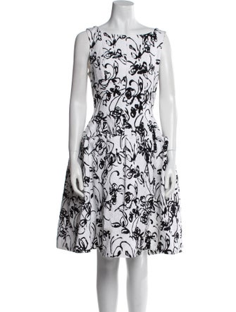 Oscar de la Renta Floral Print Knee-Length Dress