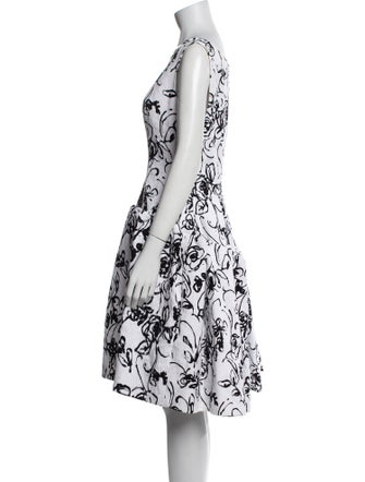 Oscar de la Renta Floral Print Knee-Length Dress