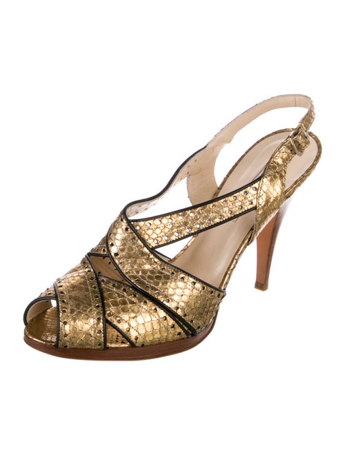 Oscar de la Renta Snakeskin Slingback Sandals
